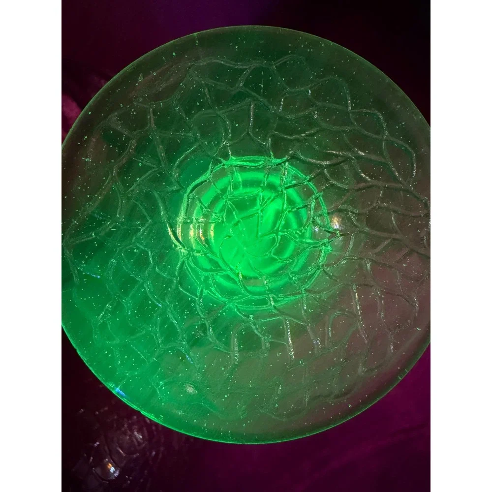 L.E. Smith By Cracky Canary Yellow Vaseline Uranium Glass Sherbet Cups Set of 2